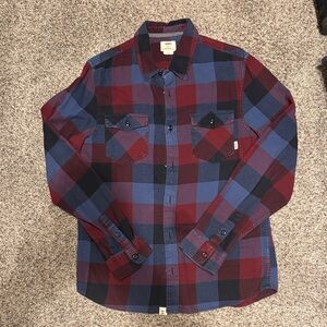 Vans Men's Plaid Flannel Button-Down Shirt - Red and Blue